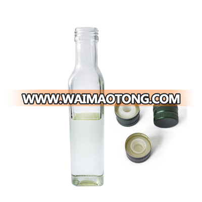 China suppliers  square clrar olive oil glass bottle 250ml with screw cap