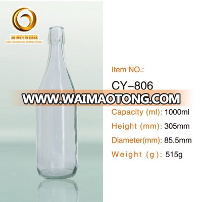 China suppliers 1000ml round glass water bottles large