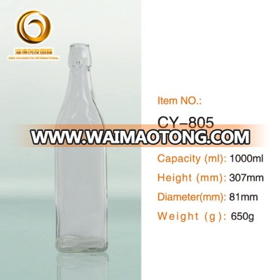 High quality large size square 1000 ml glass bottle manufacturers