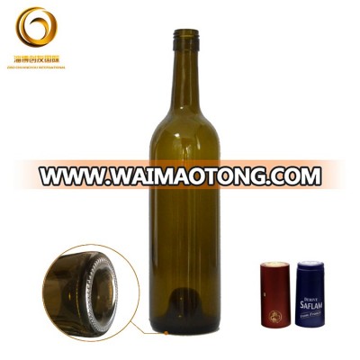 Wholesale bordeaux 750ml wine glass bottle with screw top holder